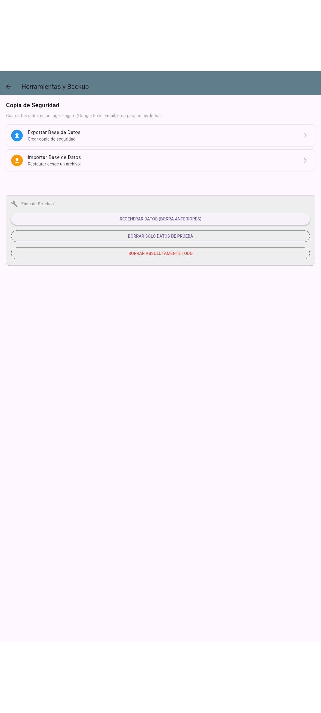 Herramientas y copia de seguridad