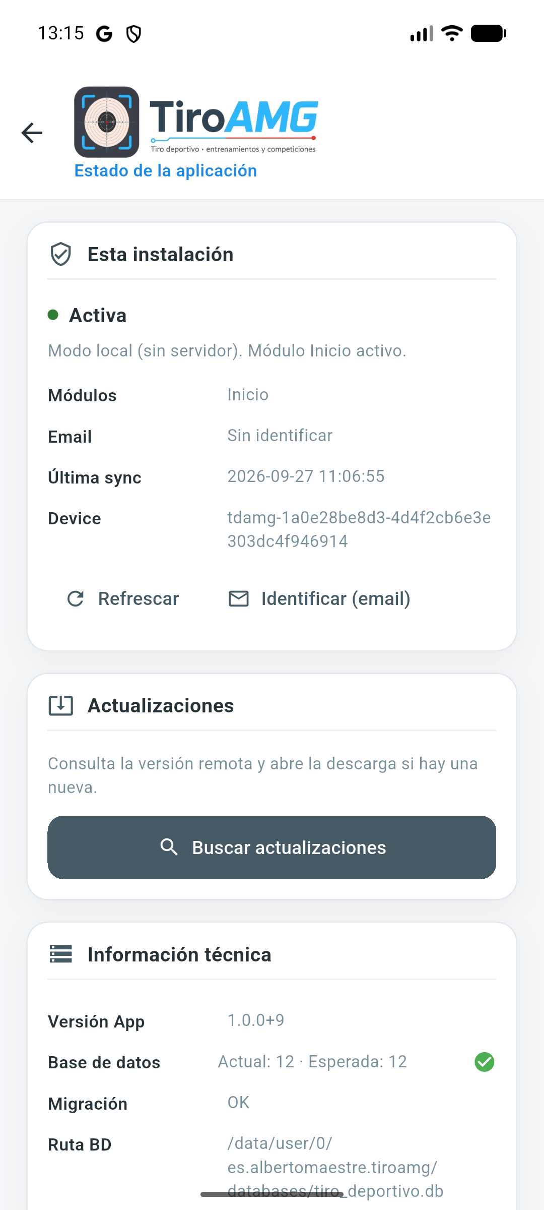 Estado de la aplicación