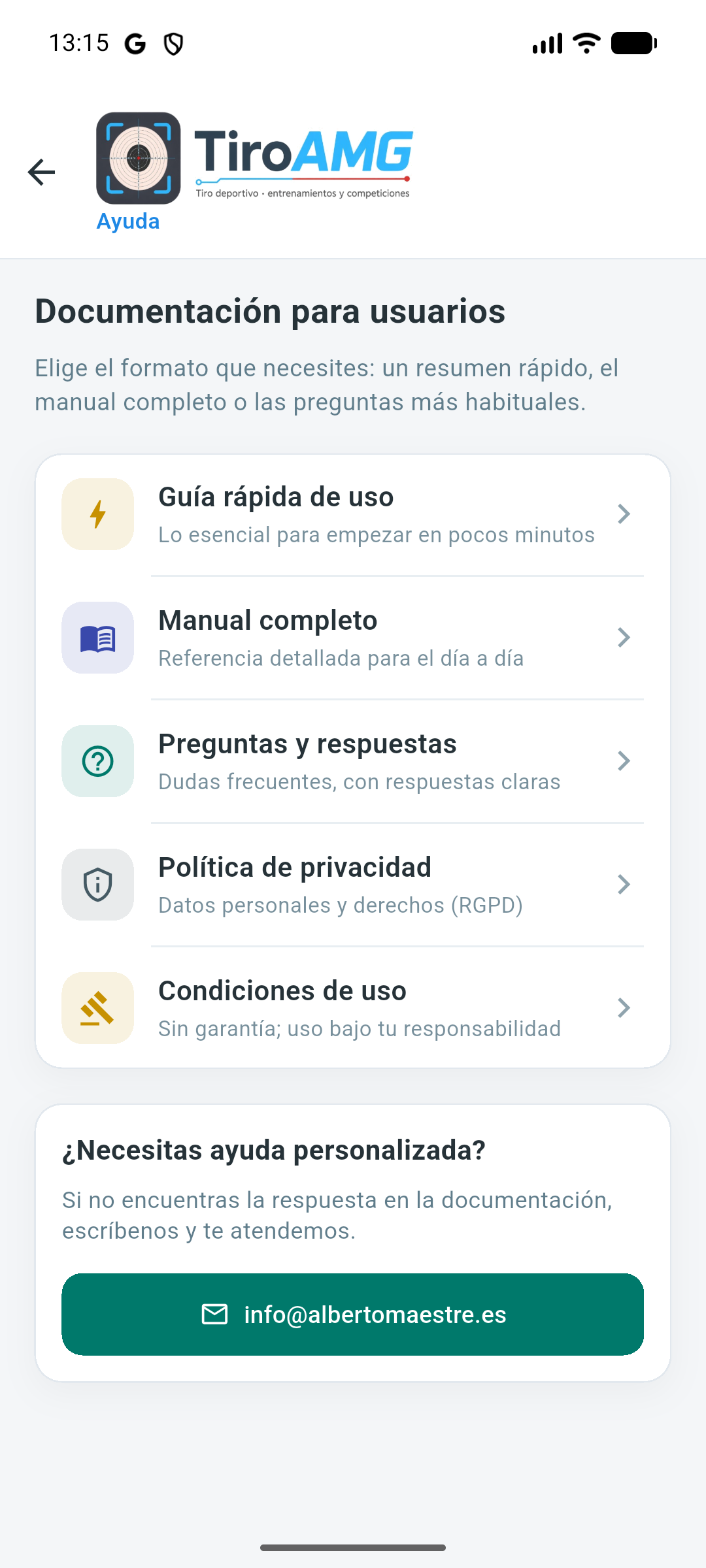 Ayuda en la app