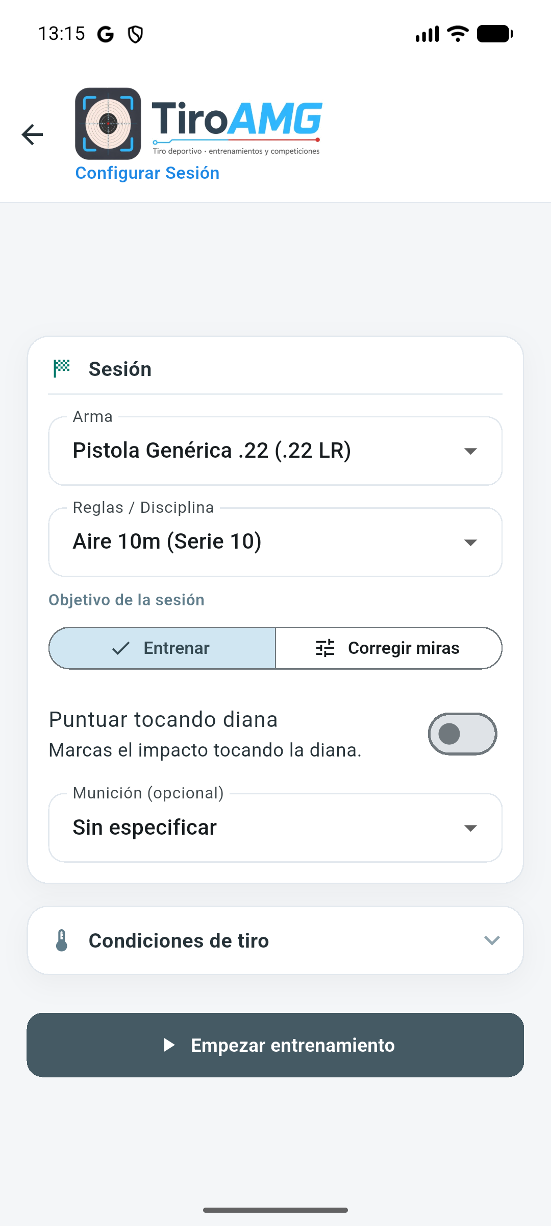 Configurar sesión