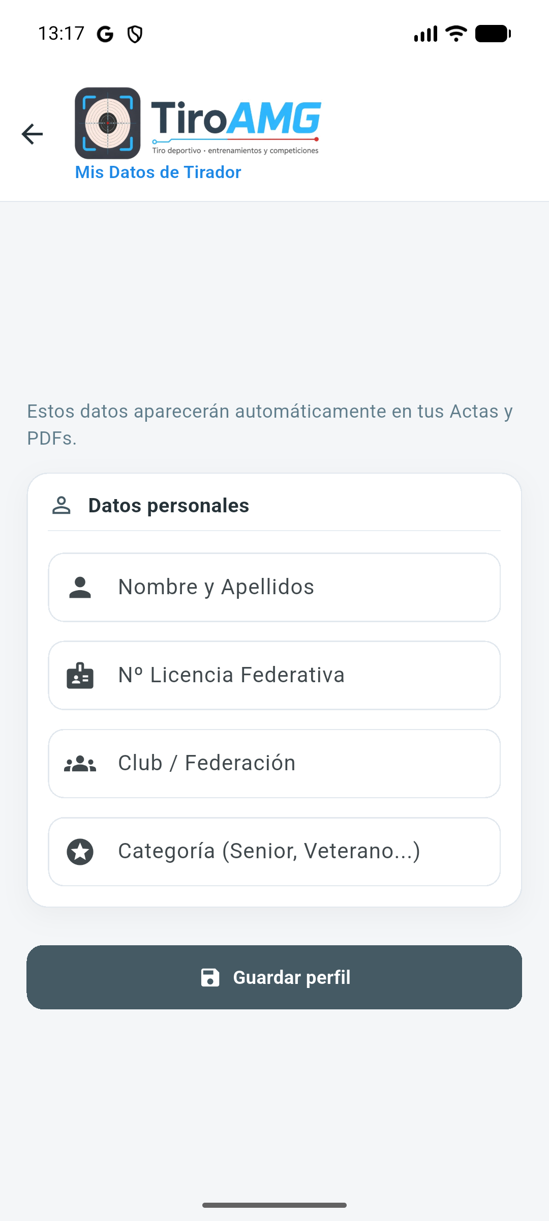 Perfil del tirador