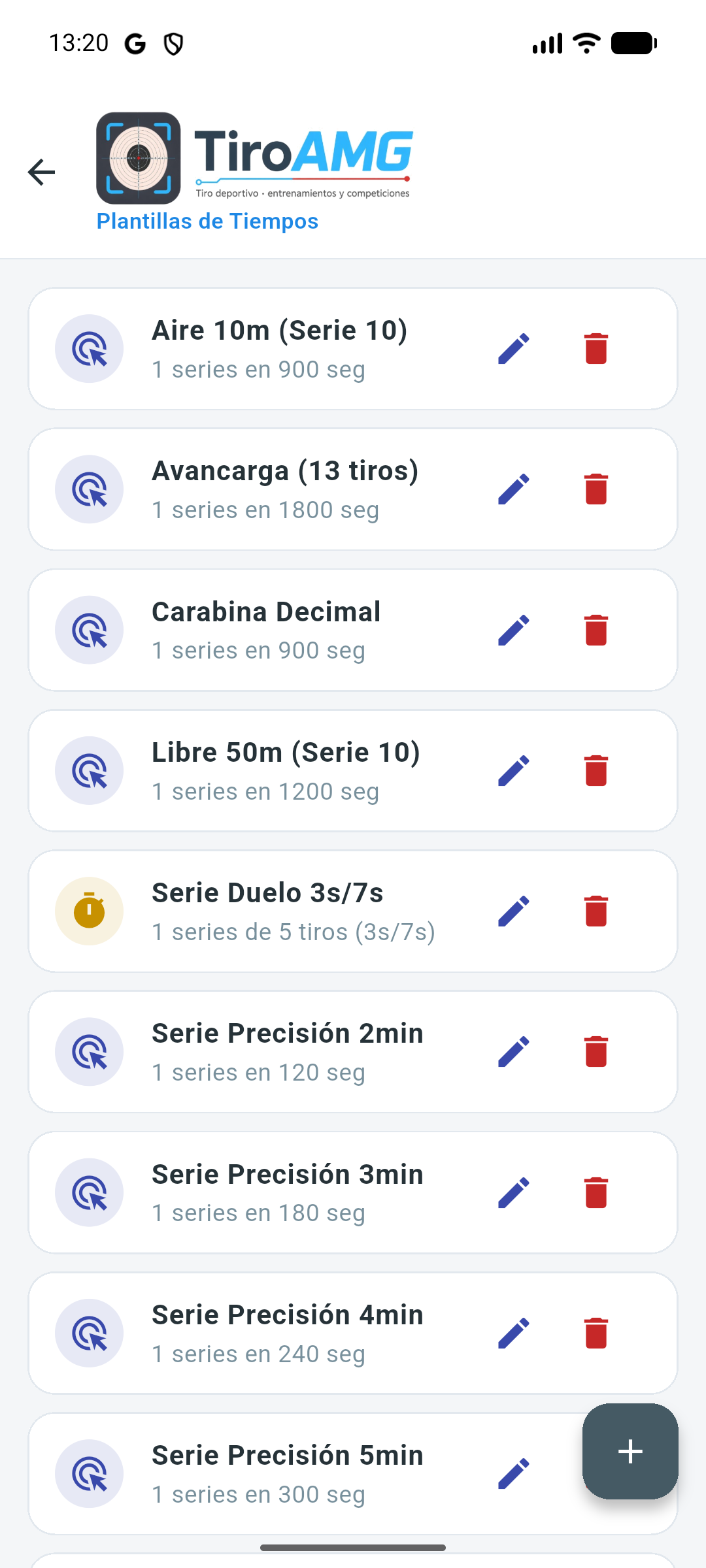 Plantillas de tiempos