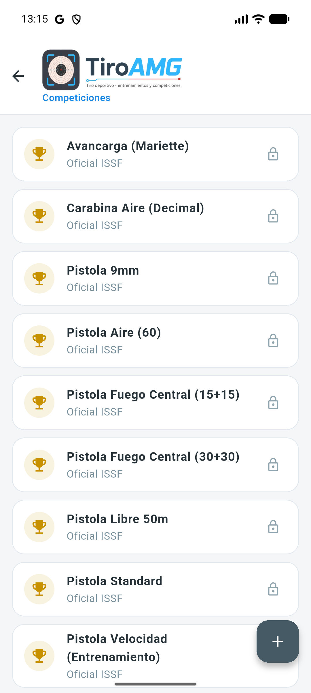 Listado de competiciones